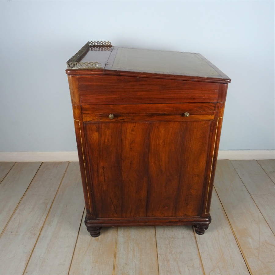 Rare Antique Military Campaign Tulipwood Davenport Desk